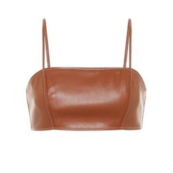 STAUD Bomber Vegan Leather Bralette Top in Whiskey - Picture 9 of 16